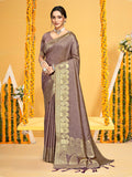 Sangam Prints Brown  Assam Silk Woven Work Traditional Saree