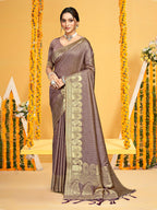 Sangam Prints Brown  Assam Silk Woven Work Traditional Saree