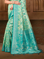 Sangam Prints  Sea Green Silk Woven Work Traditional Saree - Distacart