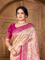 Sangam Prints Peach  Silk Woven Work Traditional Saree - Distacart