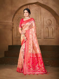 Sangam Prints Light Pink Silk Woven Work Traditional Saree - Distacart