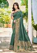 Sangam Prints Dark Green Assam Silk Woven Work Traditional Saree - Distacart
