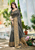 Sangam Prints Gray Assam Silk Woven Work Traditional Saree - Distacart