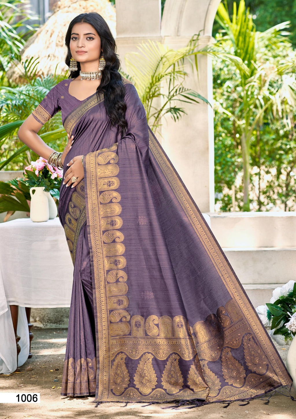 Sangam Prints Purple Assam Silk Woven Work Traditional Saree - Distacart