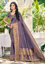 Sangam Prints Purple Assam Silk Woven Work Traditional Saree - Distacart