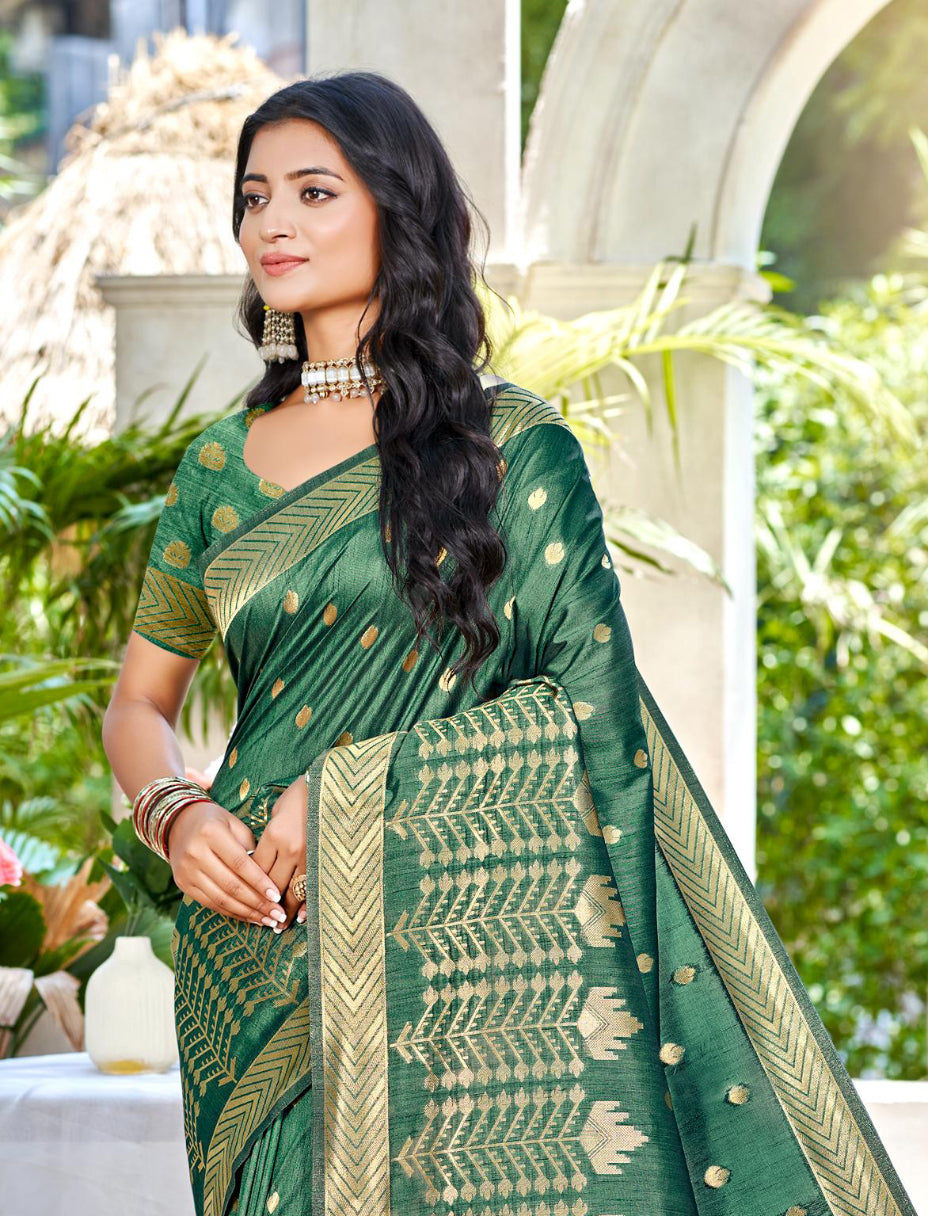 Sangam Prints Green Assam Silk Woven Work Traditional Saree - Distacart