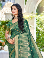 Sangam Prints Navy Blue Assam Silk Woven Work Traditional Saree - Distacart