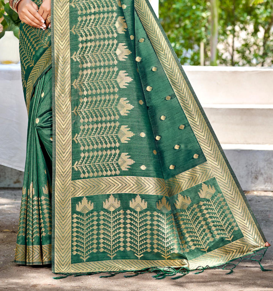 Sangam Prints Green Assam Silk Woven Work Traditional Saree - Distacart