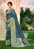 Sangam Prints Dark Turquoise Assam Silk Woven Work Traditional Saree - Distacart