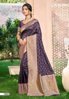 Sangam Prints Dark wine Assam Silk Woven Work Traditional Saree - Distacart