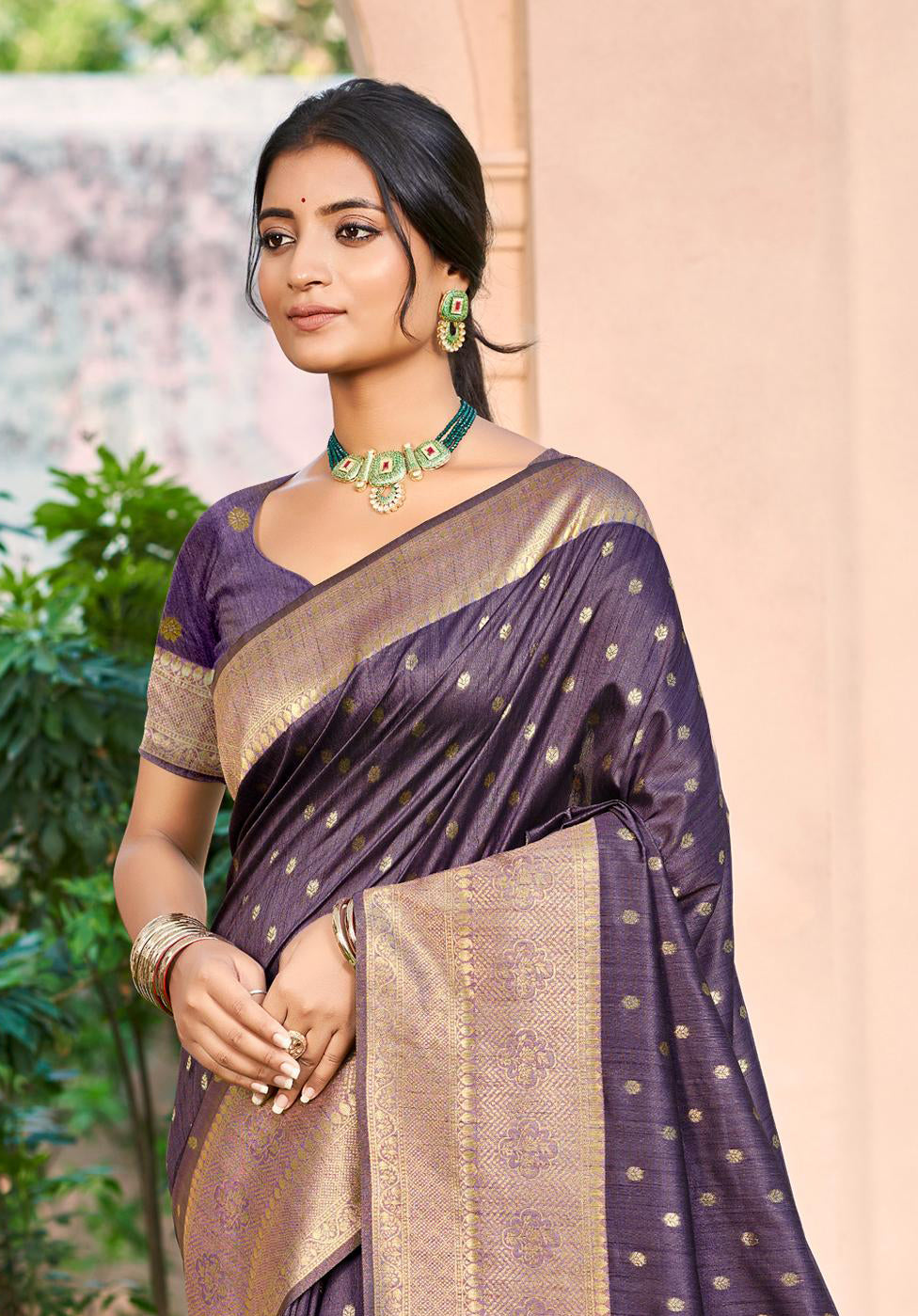 Sangam Prints Dark wine Assam Silk Woven Work Traditional Saree - Distacart