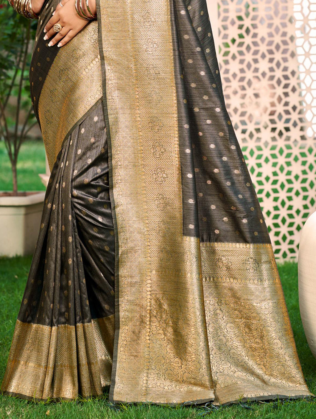 Sangam Prints Gray Assam Silk Woven Work Traditional Saree - Distacart