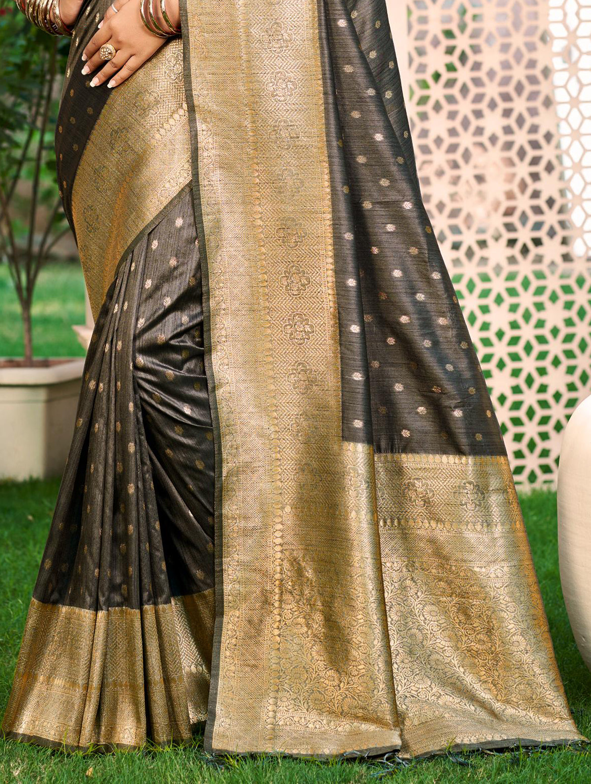 Sangam Prints Gray Assam Silk Woven Work Traditional Saree - Distacart