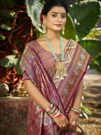 Sangam Prints Purple Silk Woven Work Traditional Saree - Distacart