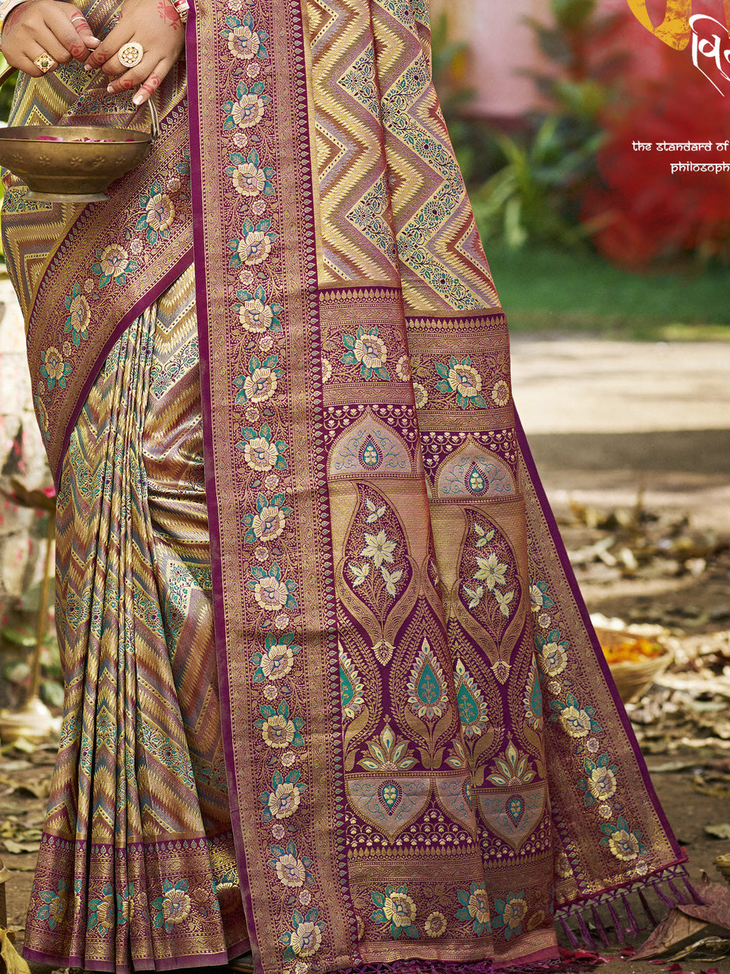Sangam Prints Purple Silk Woven Work Traditional Saree - Distacart