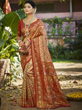 Sangam Prints Maroon Silk Woven Work Traditional Saree - Distacart