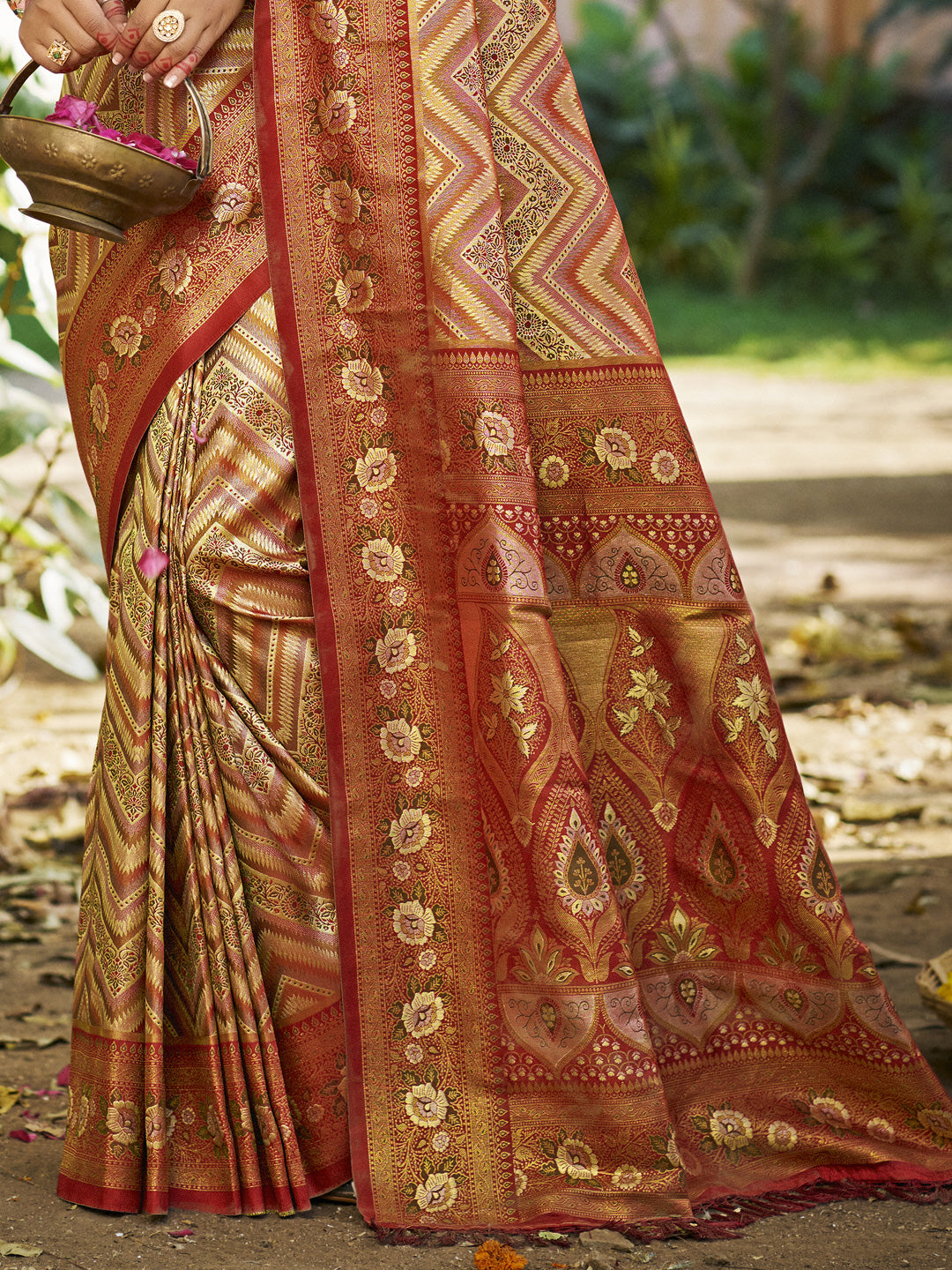 Sangam Prints Maroon Silk Woven Work Traditional Saree - Distacart