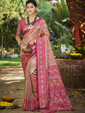 Sangam Prints Pink Silk Woven Work Traditional Saree - Distacart