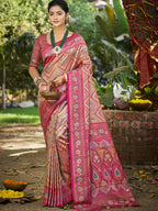 Sangam Prints Pink Silk Woven Work Traditional Saree - Distacart