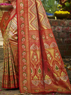 Sangam Prints Red Silk Woven Work Traditional Saree - Distacart