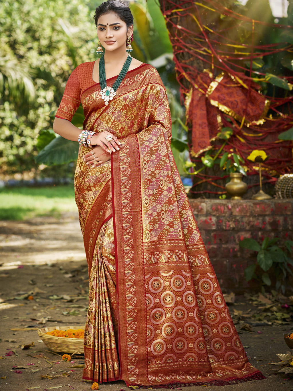 Sangam Prints Maroon Silk Woven Work Traditional Saree - Distacart
