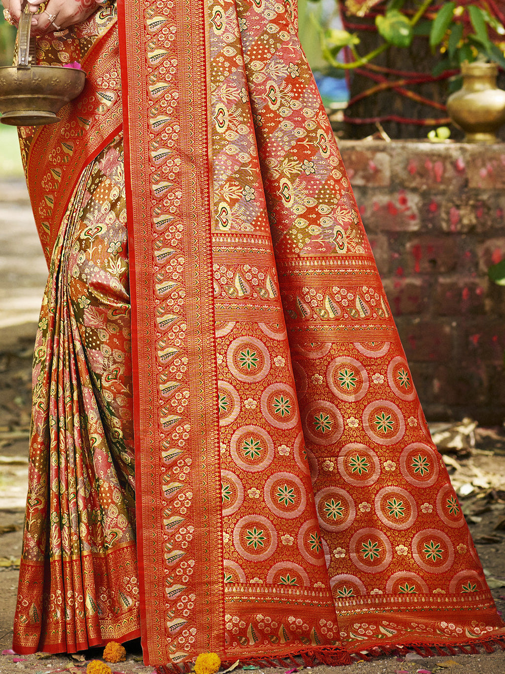 Sangam Prints Red Silk Woven Work Traditional Saree - Distacart