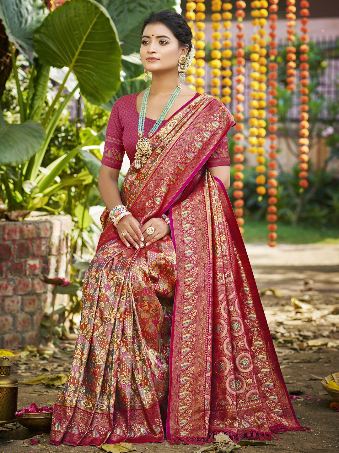 Sangam Prints Purple Silk Woven Work Traditional Saree - Distacart