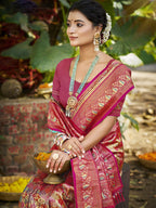 Sangam Prints Purple Silk Woven Work Traditional Saree - Distacart
