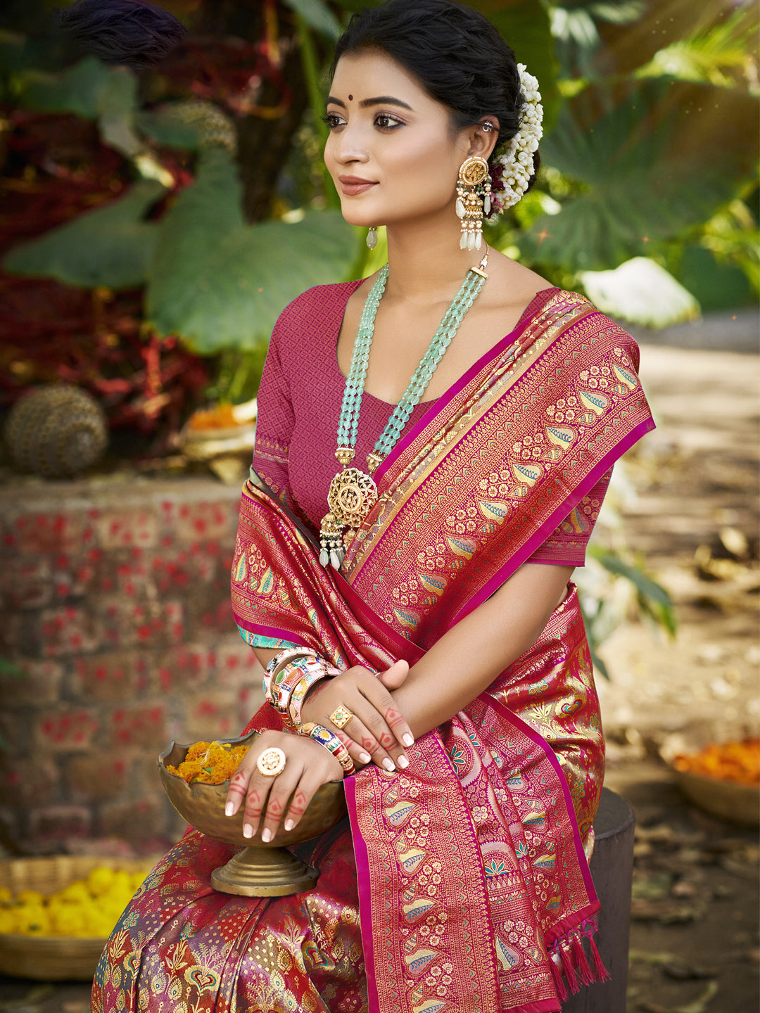 Sangam Prints Purple Silk Woven Work Traditional Saree - Distacart