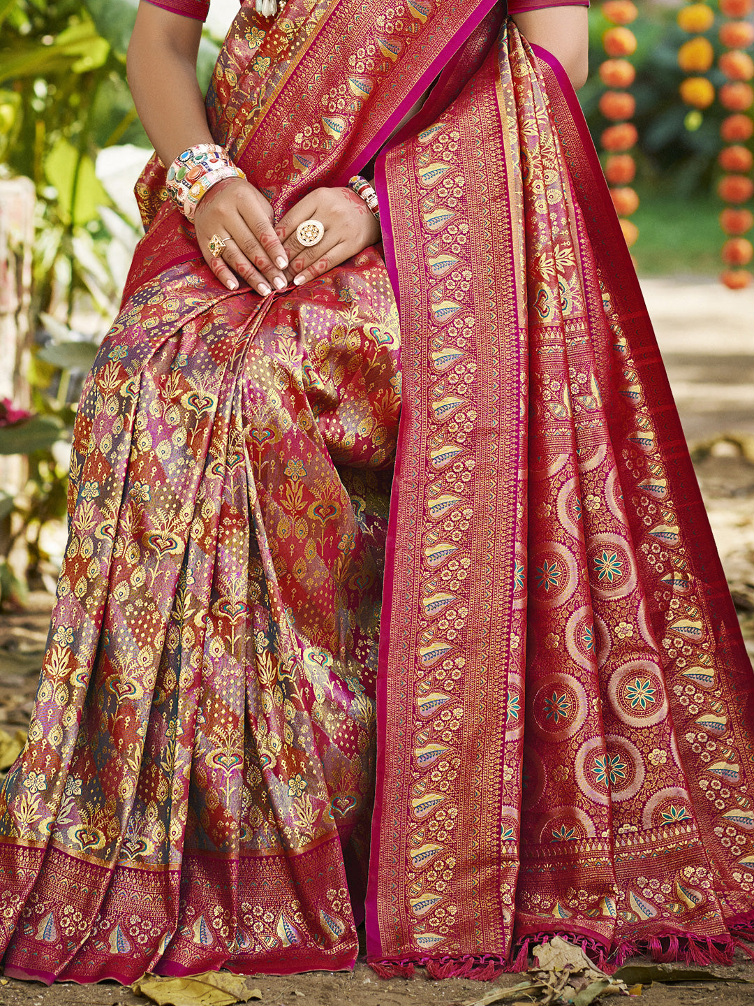 Sangam Prints Purple Silk Woven Work Traditional Saree - Distacart