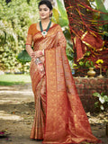 Sangam Prints Mustard Silk Woven Work Traditional Saree - Distacart