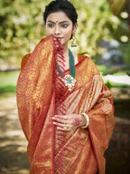 Sangam Prints Mustard Silk Woven Work Traditional Saree - Distacart