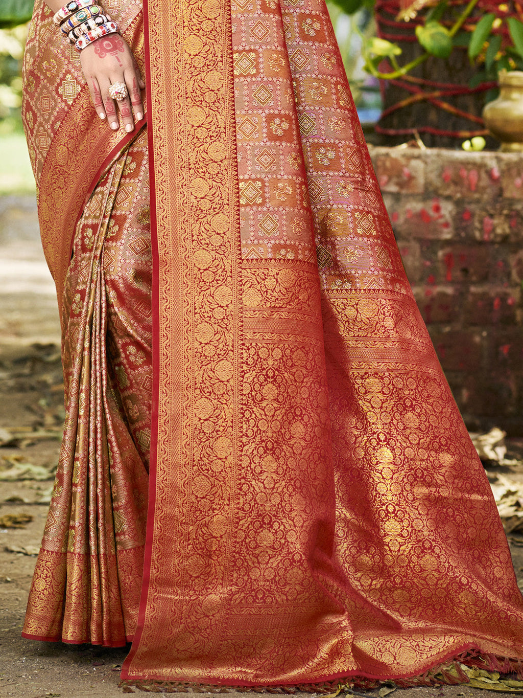 Sangam Prints Mustard Silk Woven Work Traditional Saree - Distacart
