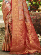 Sangam Prints Mustard Silk Woven Work Traditional Saree - Distacart