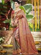 Sangam Prints Multi Color Silk Woven Work Traditional Saree - Distacart
