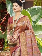 Sangam Prints Multi Color Silk Woven Work Traditional Saree - Distacart
