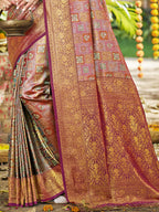 Sangam Prints Multi Color Silk Woven Work Traditional Saree - Distacart
