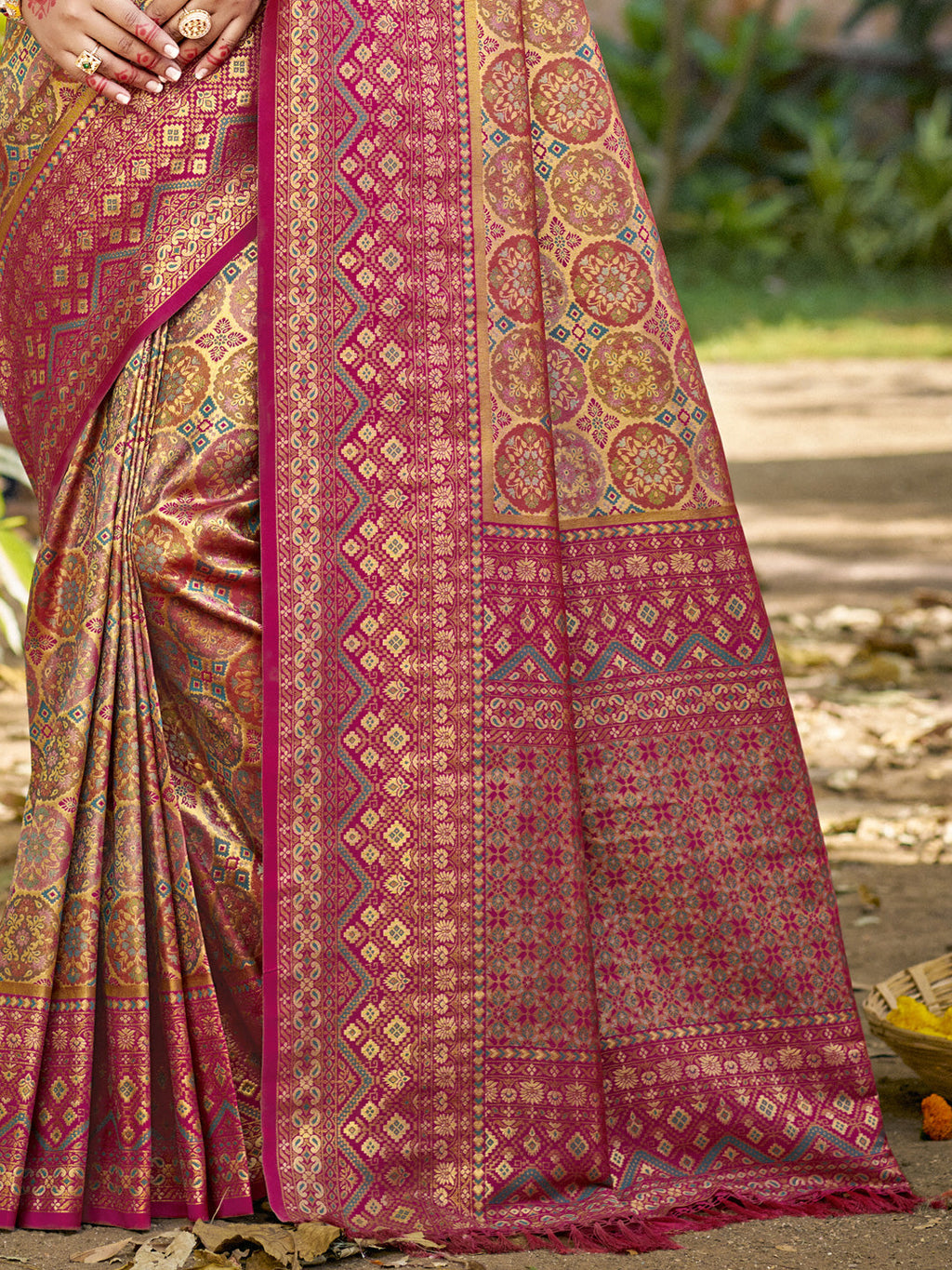 Sangam Prints Beige Silk Woven Work Traditional Saree - Distacart