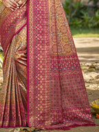 Sangam Prints Beige Silk Woven Work Traditional Saree - Distacart