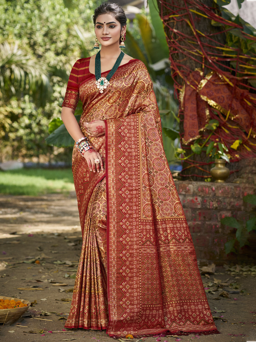 Sangam Prints Maroon Silk Woven Work Traditional Saree - Distacart