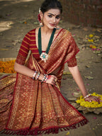 Sangam Prints Maroon Silk Woven Work Traditional Saree - Distacart