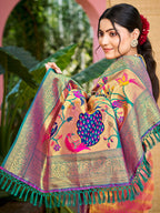Sangam Prints Multi Color Kanjivaram Silk Woven Work Traditional Saree - Distacart