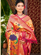 Sangam Prints Multi Color Kanjivaram Silk Woven Work Traditional Saree - Distacart
