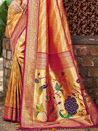 Sangam Prints Multi Color Kanjivaram Silk Woven Work Traditional Saree - Distacart