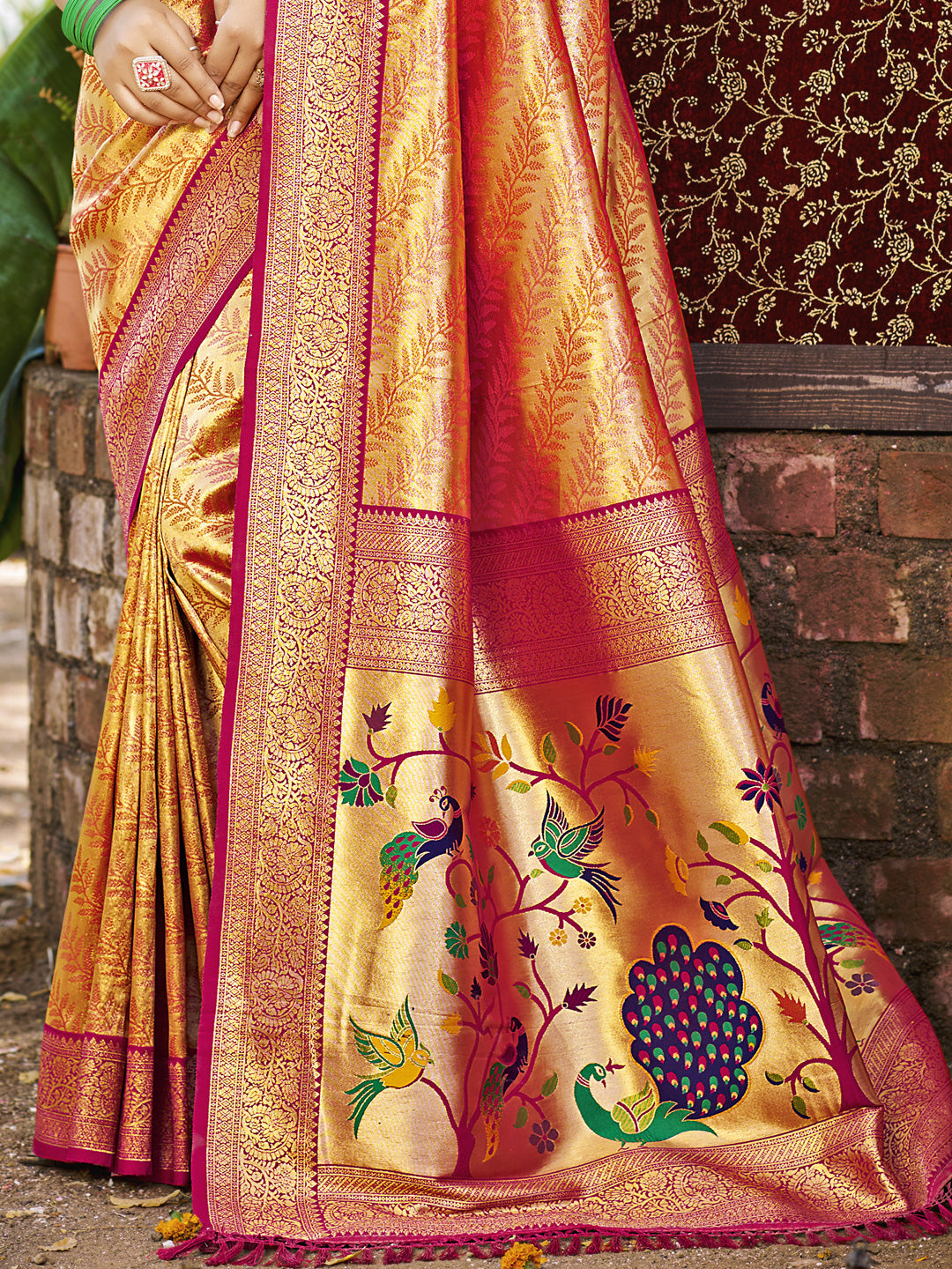 Sangam Prints Multi Color Kanjivaram Silk Woven Work Traditional Saree - Distacart