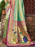 Sangam Prints Multi Color Kanjivaram Silk Woven Work Traditional Saree - Distacart