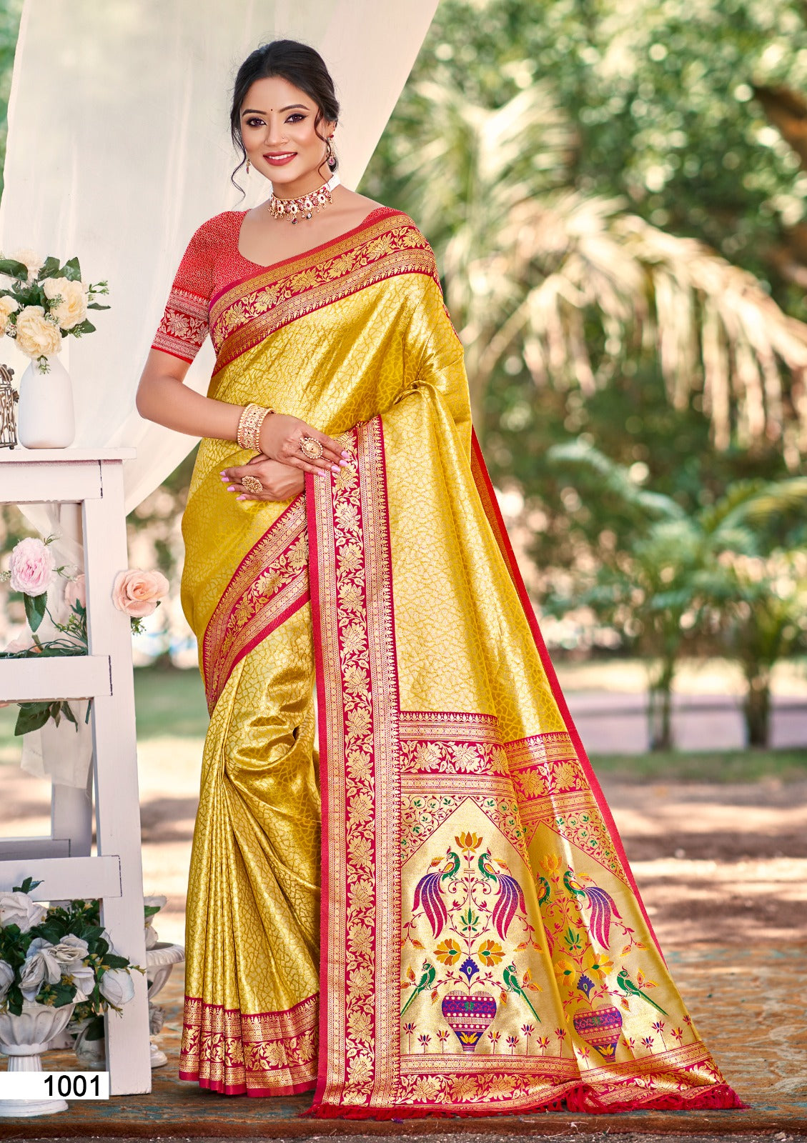 Prazu Fashion Yellow Kanjivaram Silk Weaving Wedding Wear Saree - Distacart