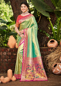 Sangam Prints Multi Color Kanjivaram Silk Woven Work Traditional Saree - Distacart