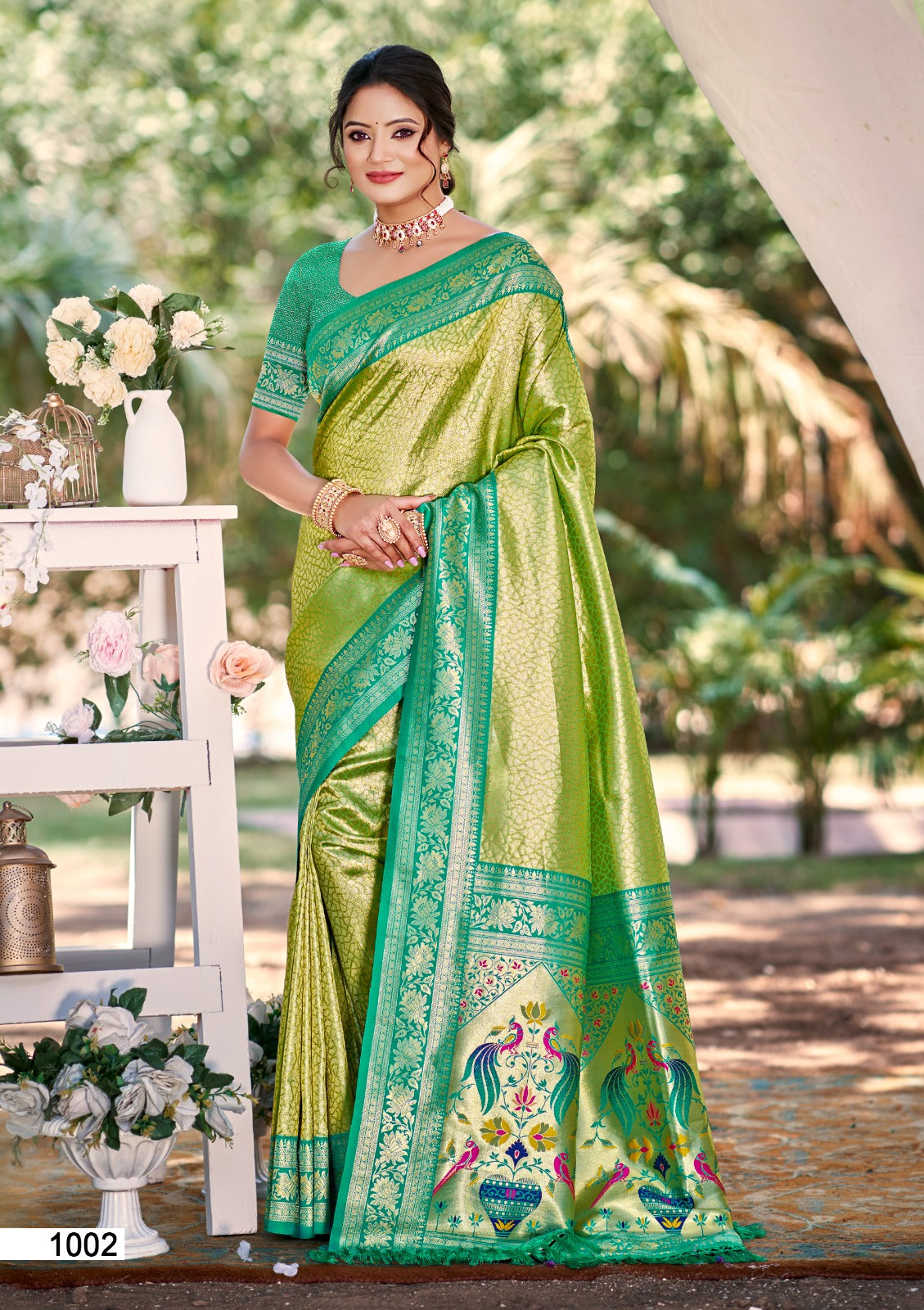 Prazu Fashion Light Green Kanjivaram Silk Weaving Wedding Wear Saree - Distacart