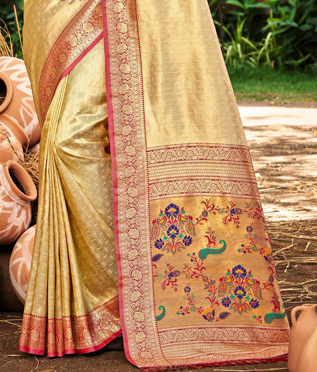 Sangam Prints Multi Color Kanjivaram Silk Woven Work Traditional Saree - Distacart